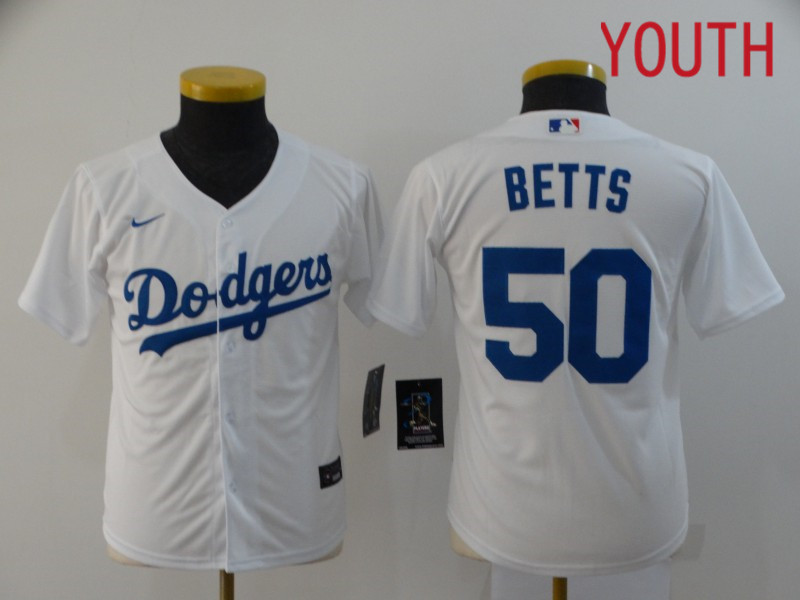Youth Los Angeles Dodgers #50 Betts White Nike Game MLB Jerseys->los angeles dodgers->MLB Jersey
